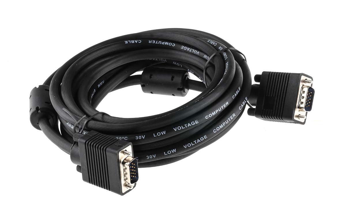 182-8525 RS PRO Male VGA to Male VGA Cable, 5 m Black