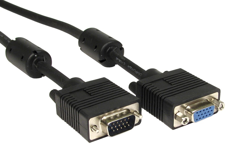 RS PRO Male VGA to Female VGA Cable, 1 m Black