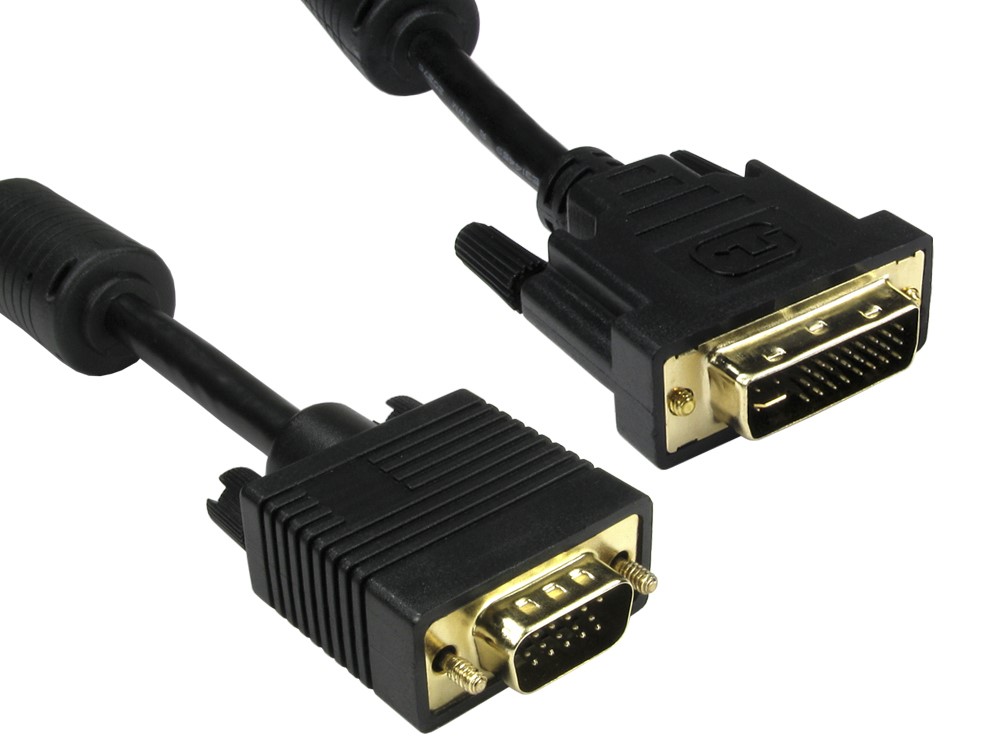 RS PRO, Male DVI-A to Male SVGA Cable, 2 m Black sheath Polyvinyl Chloride