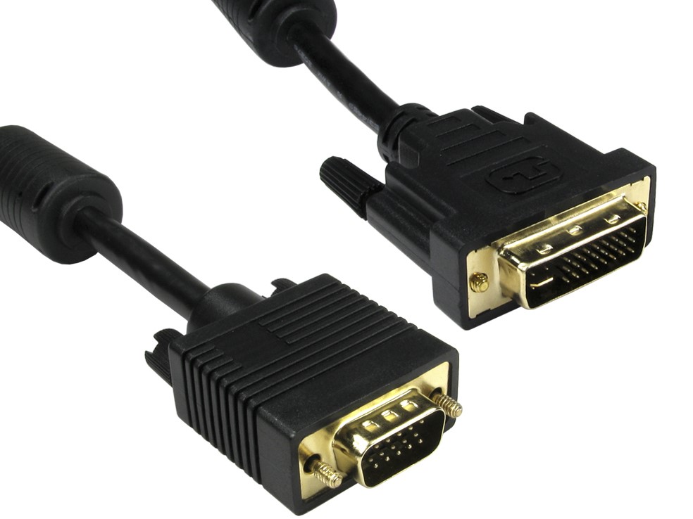 RS PRO, Male DVI-A to Male SVGA Cable, 5 m Black sheath Polyvinyl Chloride