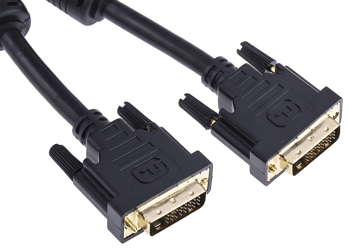 RS PRO, Male DVI-D Dual Link to Male DVI-D Cable, 2 m Black sheath Polyvinyl Chloride