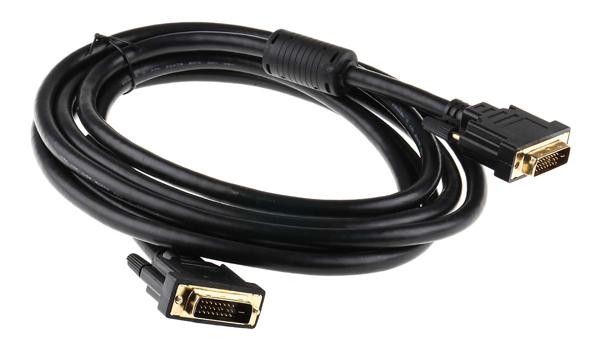 182-8566 RS PRO, Male DVI-D Dual Link to Male DVI-D Cable, 3 m Black sheath Polyvinyl Chloride