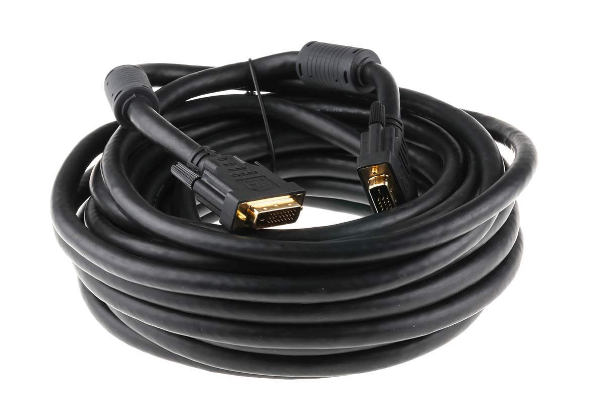 182-8568 RS PRO, Male DVI-D Dual Link to Male DVI-D Cable, 10 m Black sheath Polyvinyl Chloride