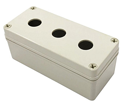 RS PRO Grey Plastic Push Button Enclosure - 3 Hole 22.5 mm Diameter
