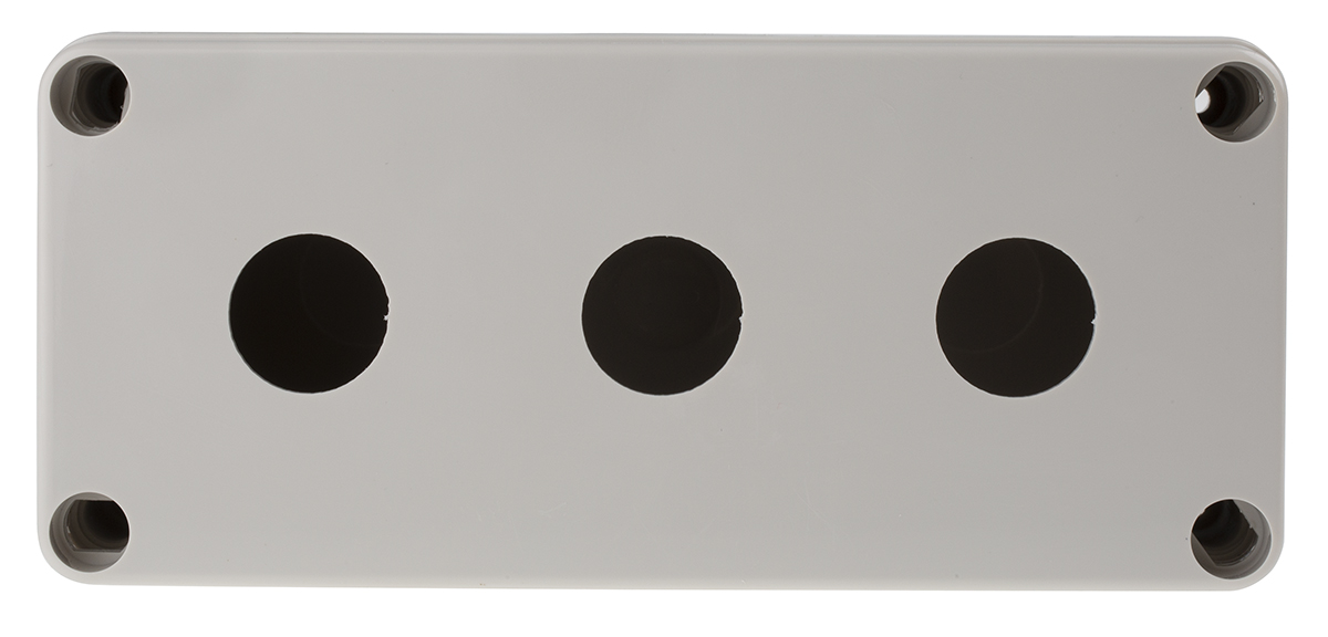 182-8657 RS PRO Grey Plastic Push Button Enclosure - 3 Hole 22.5 mm Diameter