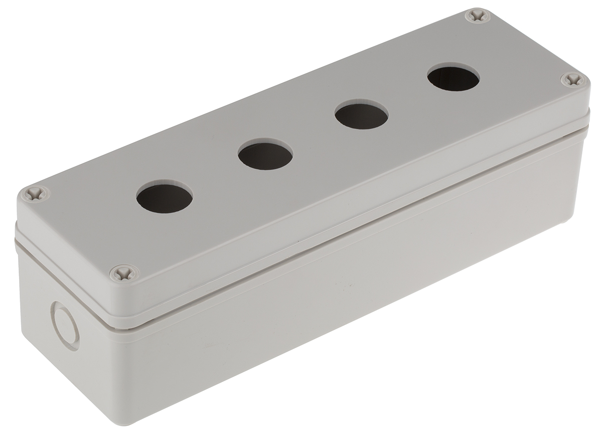 RS PRO Grey Plastic Push Button Enclosure - 4 Hole 22.5 mm Diameter