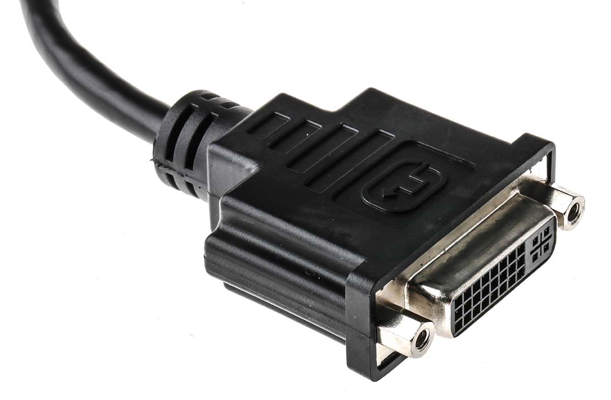 RS PRO Male DisplayPort to Female DVI-D, Polyvinyl Chloride DisplayPort Cable, 150 mm