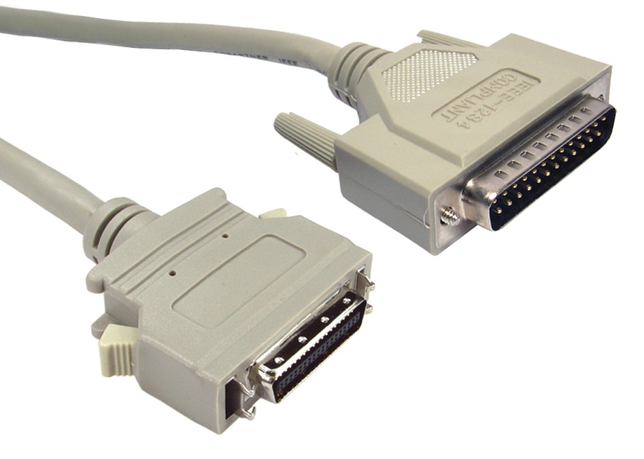 RS PRO Male Centronic, D-Sub 25-Pin to Male C36 Parallel Cable, 2 m, Grey Sheath