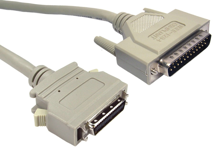 RS PRO Male Centronic, D-Sub 25-Pin to Male C36 Parallel Cable, 10 m, Grey Sheath