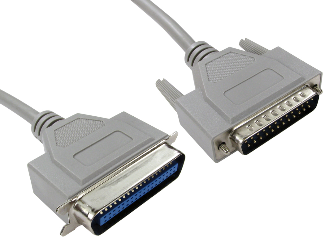 RS PRO Male Centronic, D-Sub 25-Pin to Male C36 Parallel Cable, 2 m, Grey Sheath