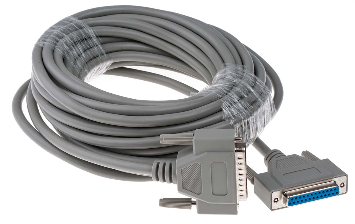 RS PRO Male D-Sub 25-Pin to Female DB25 Serial Cable, 10 m Polyvinyl Chloride, SL Series