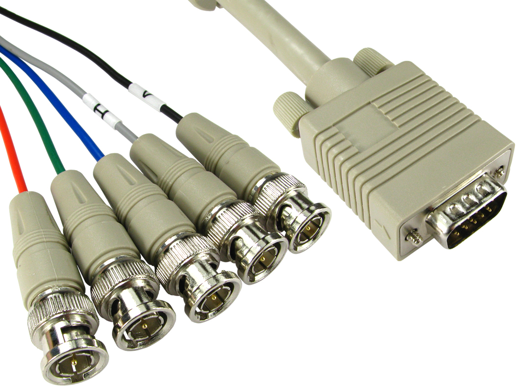 RS PRO Male VGA to Male RGB x 5 Cable, 2 m Grey