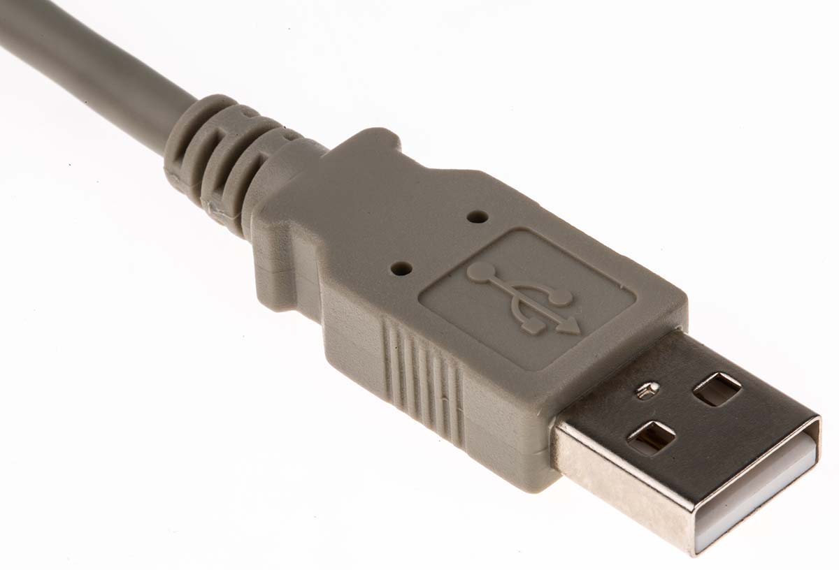 182-8828 RS PRO IC Socket USB Cable, Male USB Type A to Male, USB 2.0 USB Type A, Grey, 2 m