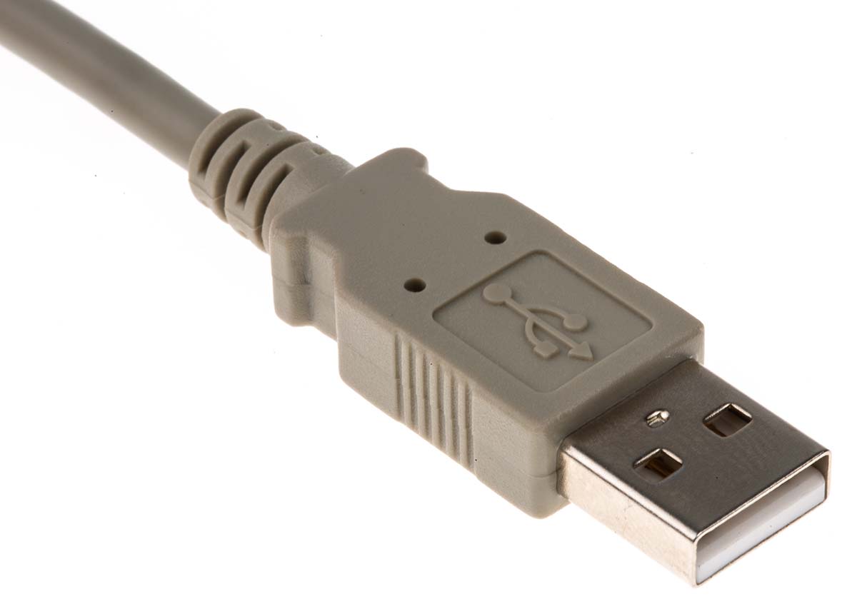 182-8828 RS PRO IC Socket USB Cable, Male USB Type A to Male, USB 2.0 USB Type A, Grey, 2 m