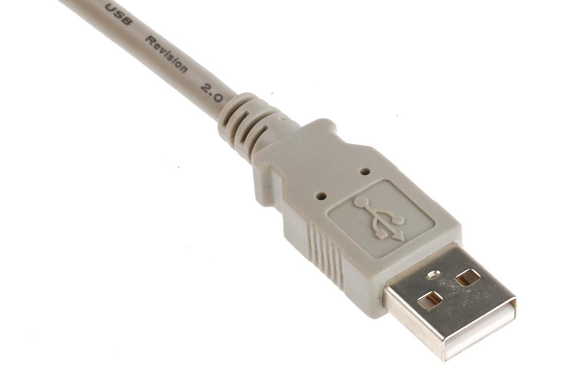 RS PRO IC Socket USB Cable, Male USB Type A to Male, USB 2.0 USB Type A, Grey, 3 m