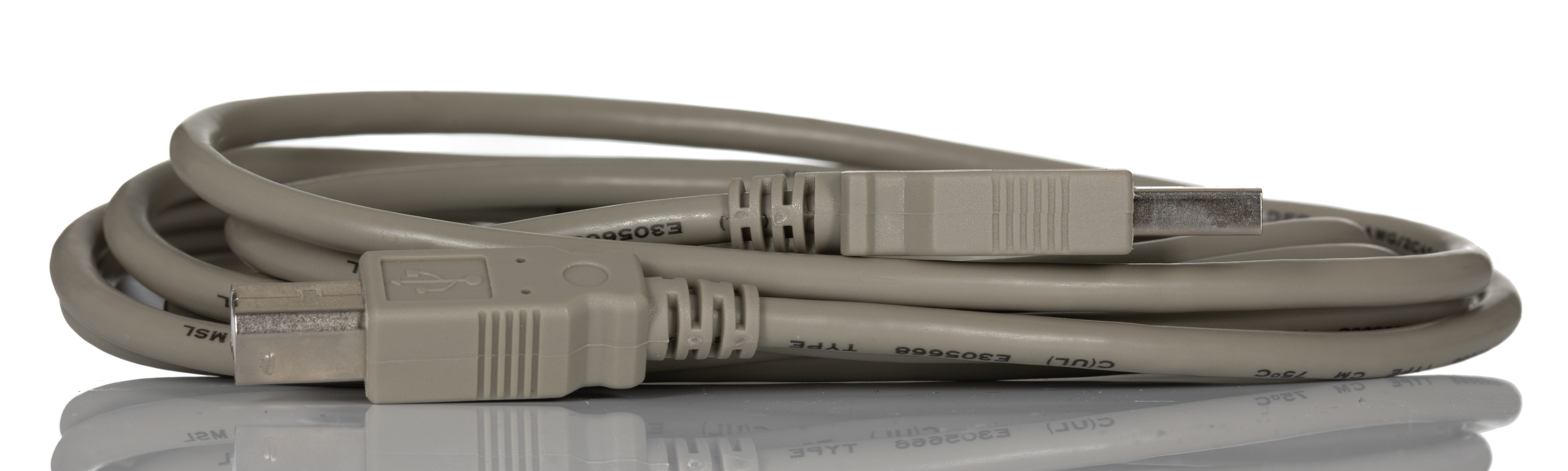 RS PRO IC Socket USB Cable, Male USB Type A to Male, USB 2.0 USB B, Grey, 2 m