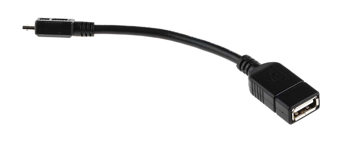 182-8834 RS PRO IC Socket USB Cable, Male USB Type B to Female, USB 2.0 USB Type A, Black, 150 mm
