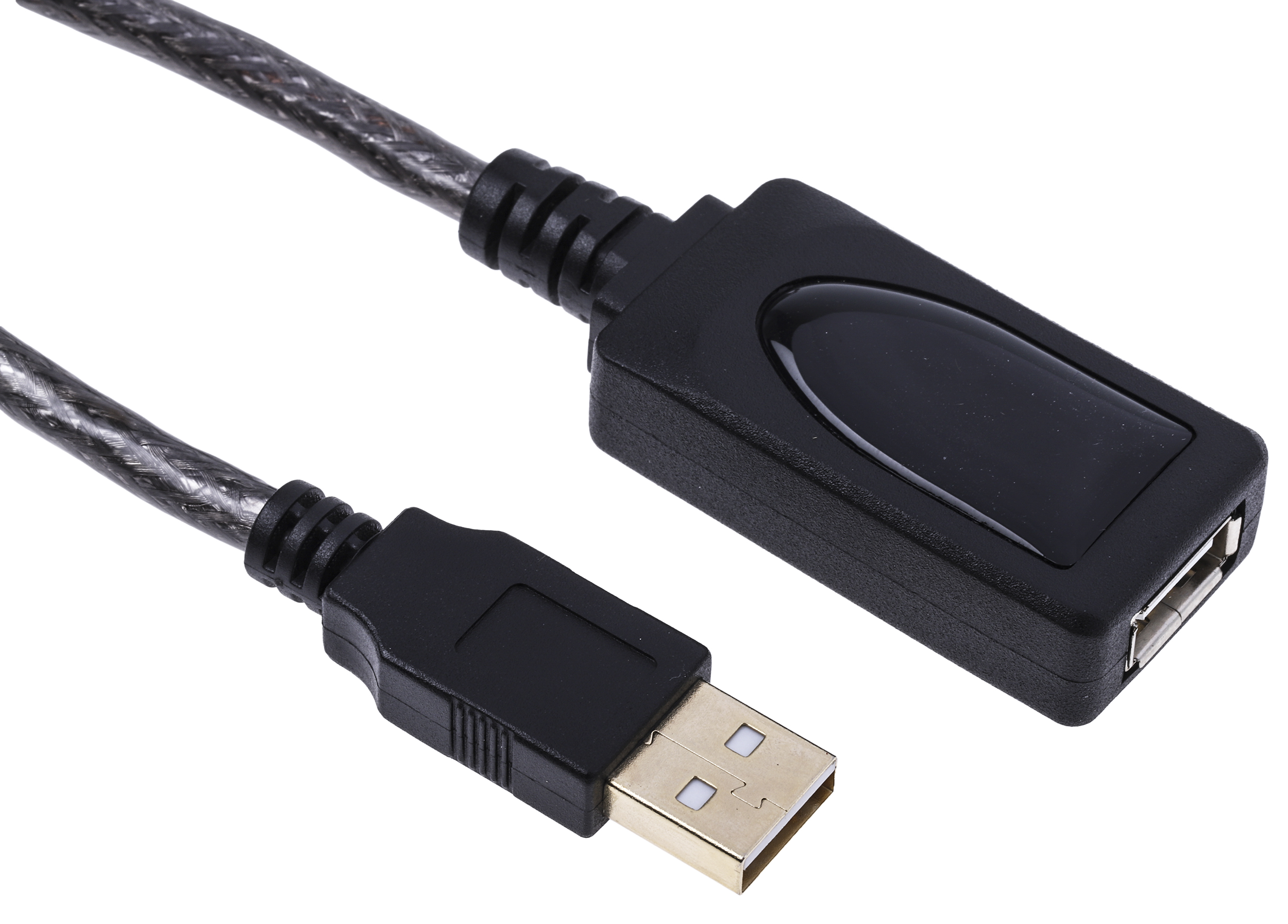 RS PRO  USB 2.0, Male USB Type A to Female USB Type A, Black, 12 m