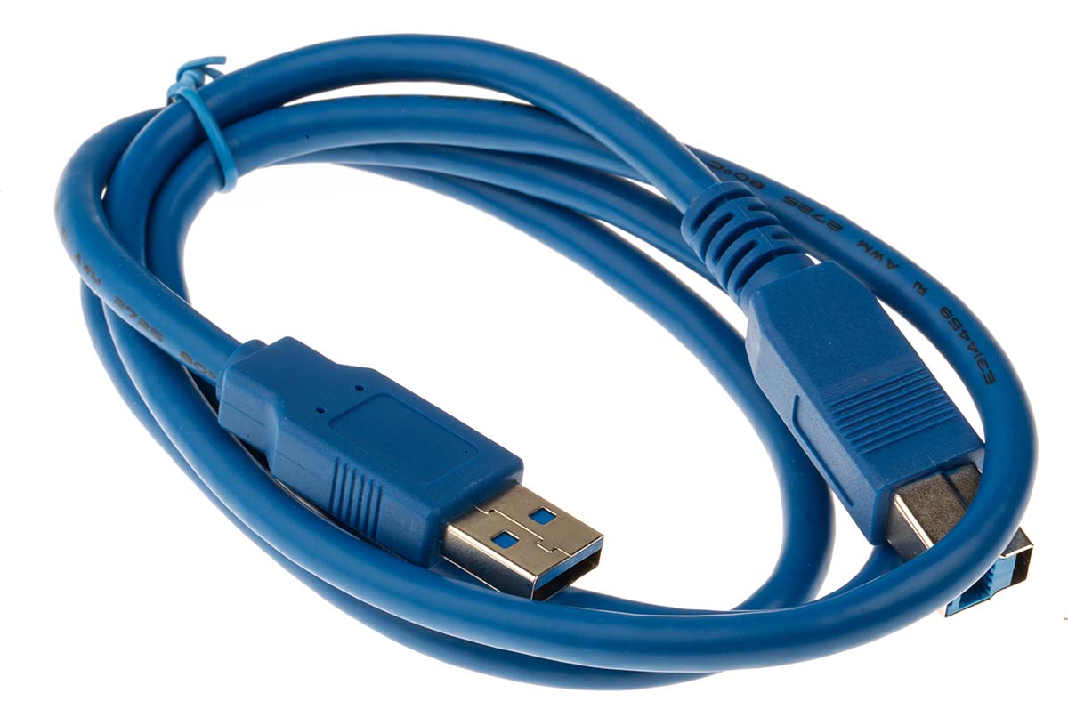 RS PRO IC Socket USB Cable, Male USB Type A to Male, USB 3.0 USB B, Blue, 1 m