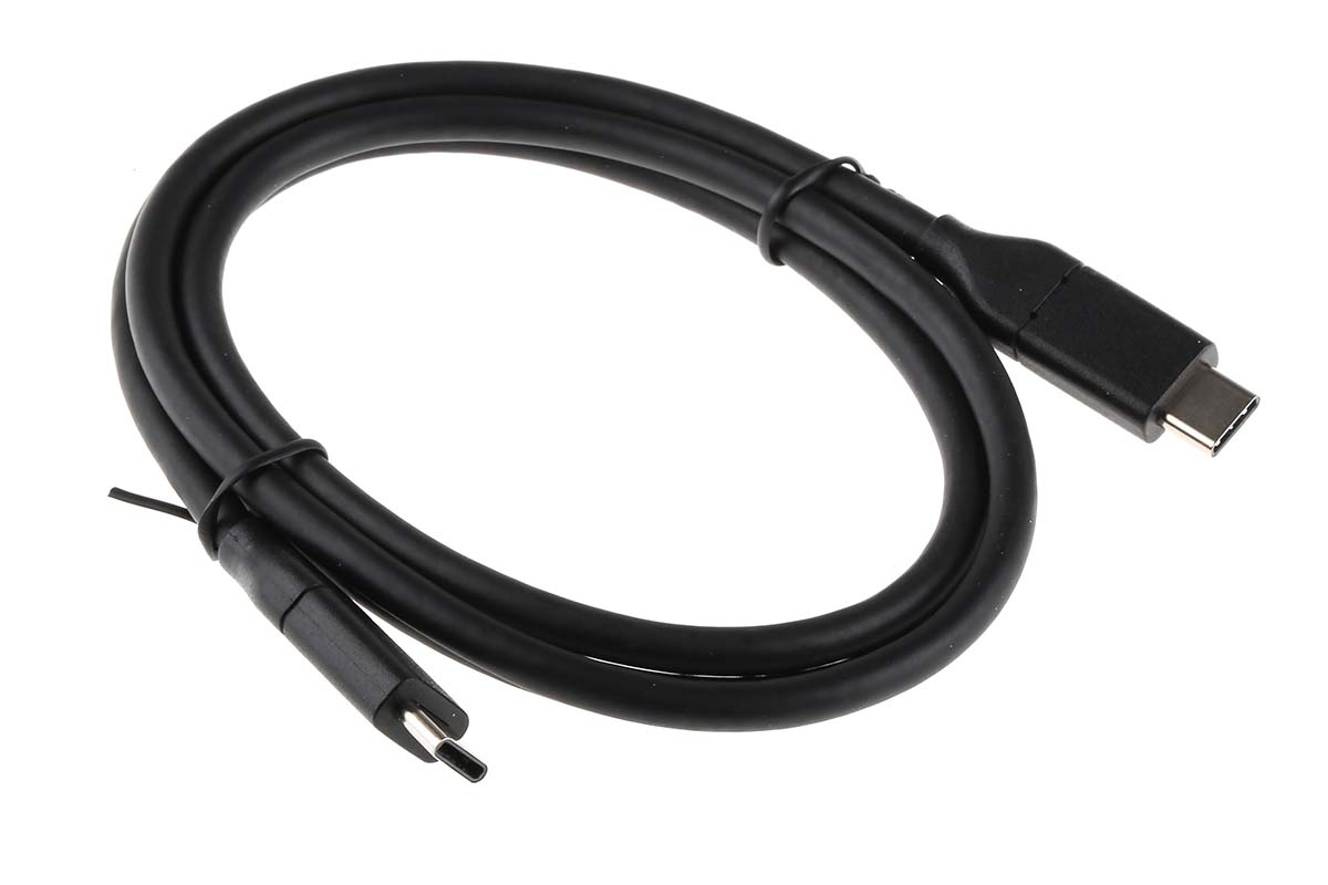 182-8846 RS PRO IC Socket USB Cable, Male USB Type C to Male, USB 3.1 USB Type C, Black, 1 m