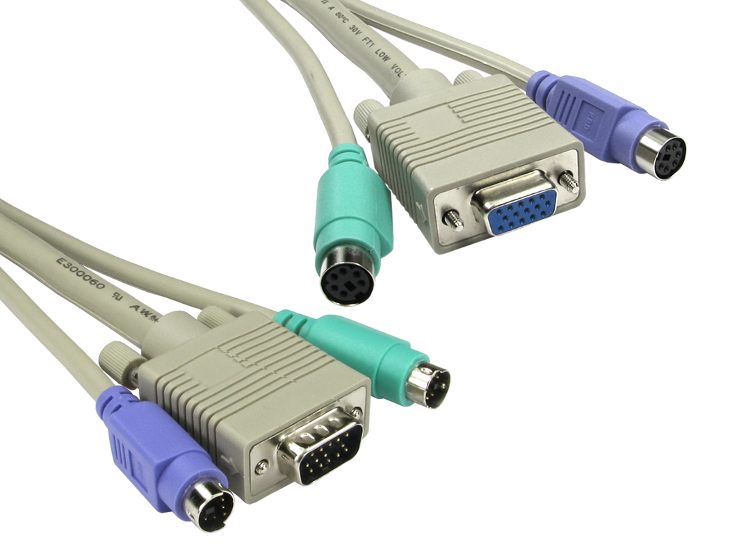 RS PRO Male VGA to Female PS2 x 2 KVM Cable