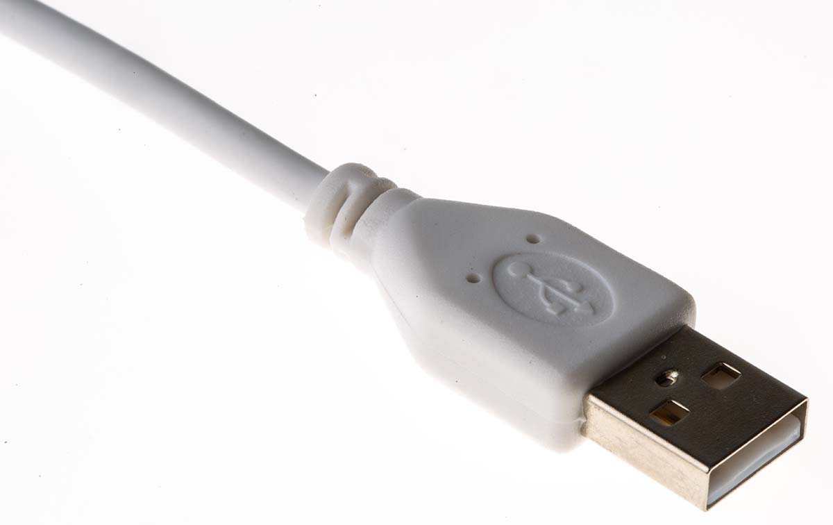 182-8855 RS PRO IC Socket USB Cable, Male USB Type A to Male, USB 2.0 USB Type A, White, 800 mm