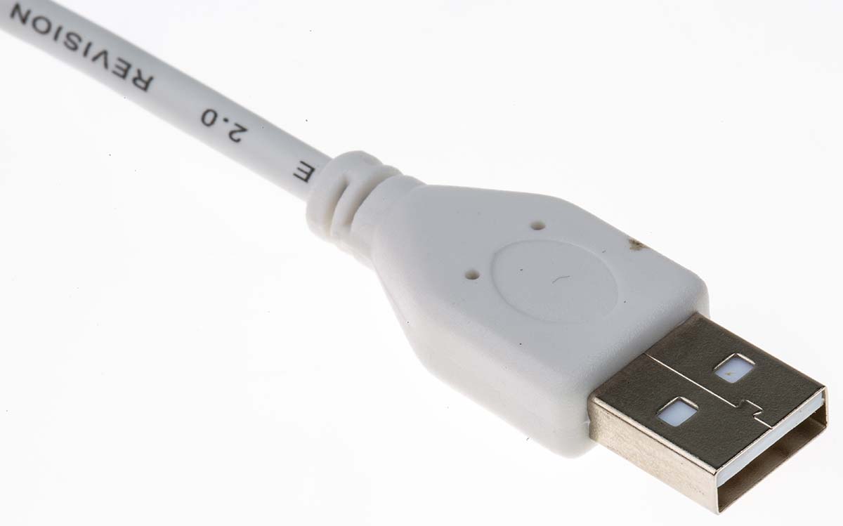 182-8855 RS PRO IC Socket USB Cable, Male USB Type A to Male, USB 2.0 USB Type A, White, 800 mm
