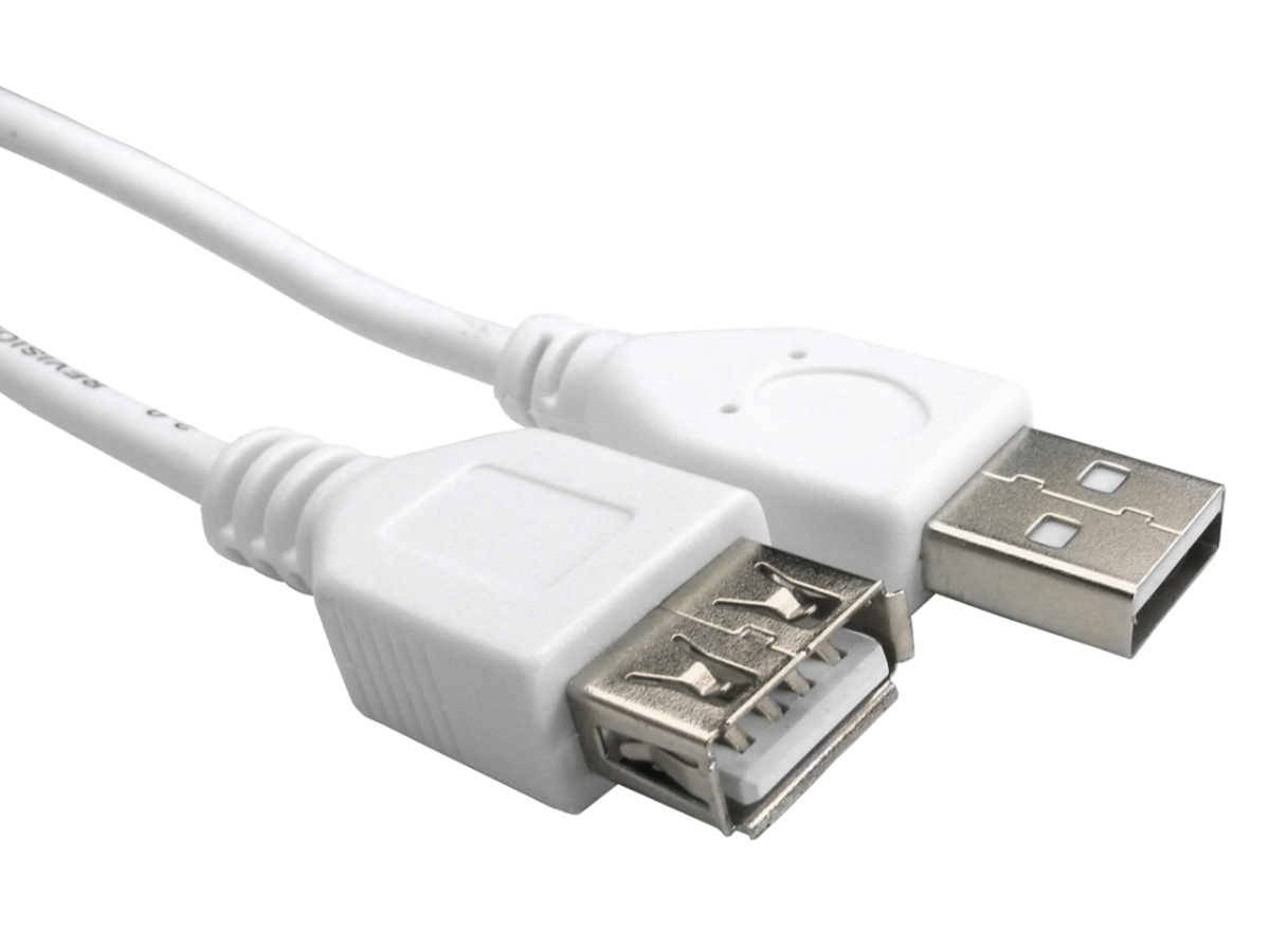 RS PRO IC Socket USB Cable, Male USB Type A to Female, USB 2.0 USB Type A, White, 3 m