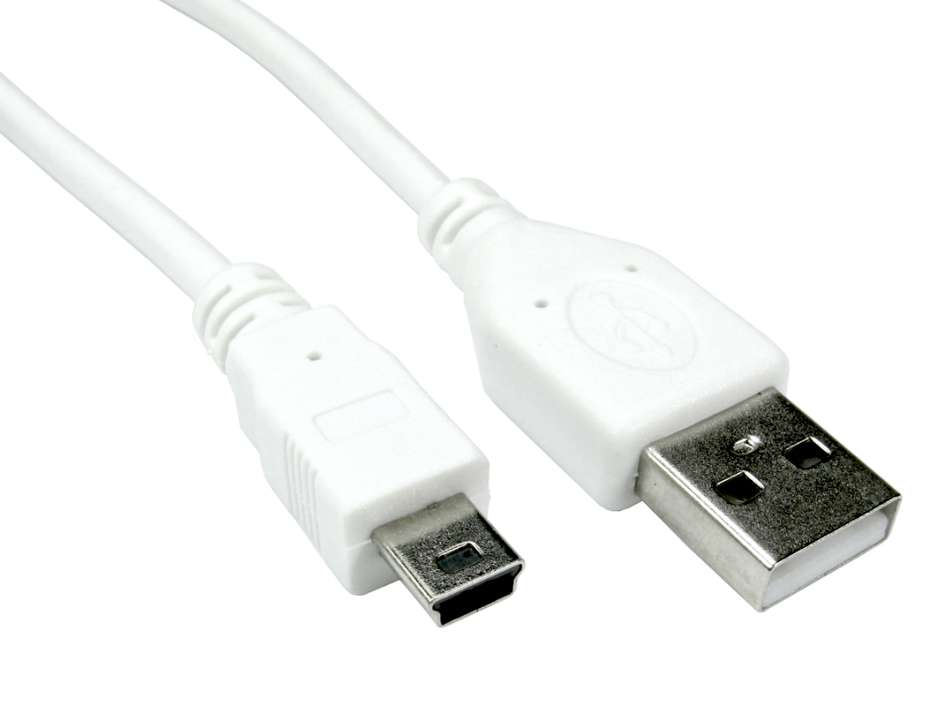 RS PRO USB Cable, Male USB Type A to Male, USB 2.0 Mini USB Type B, White, 1.8 m