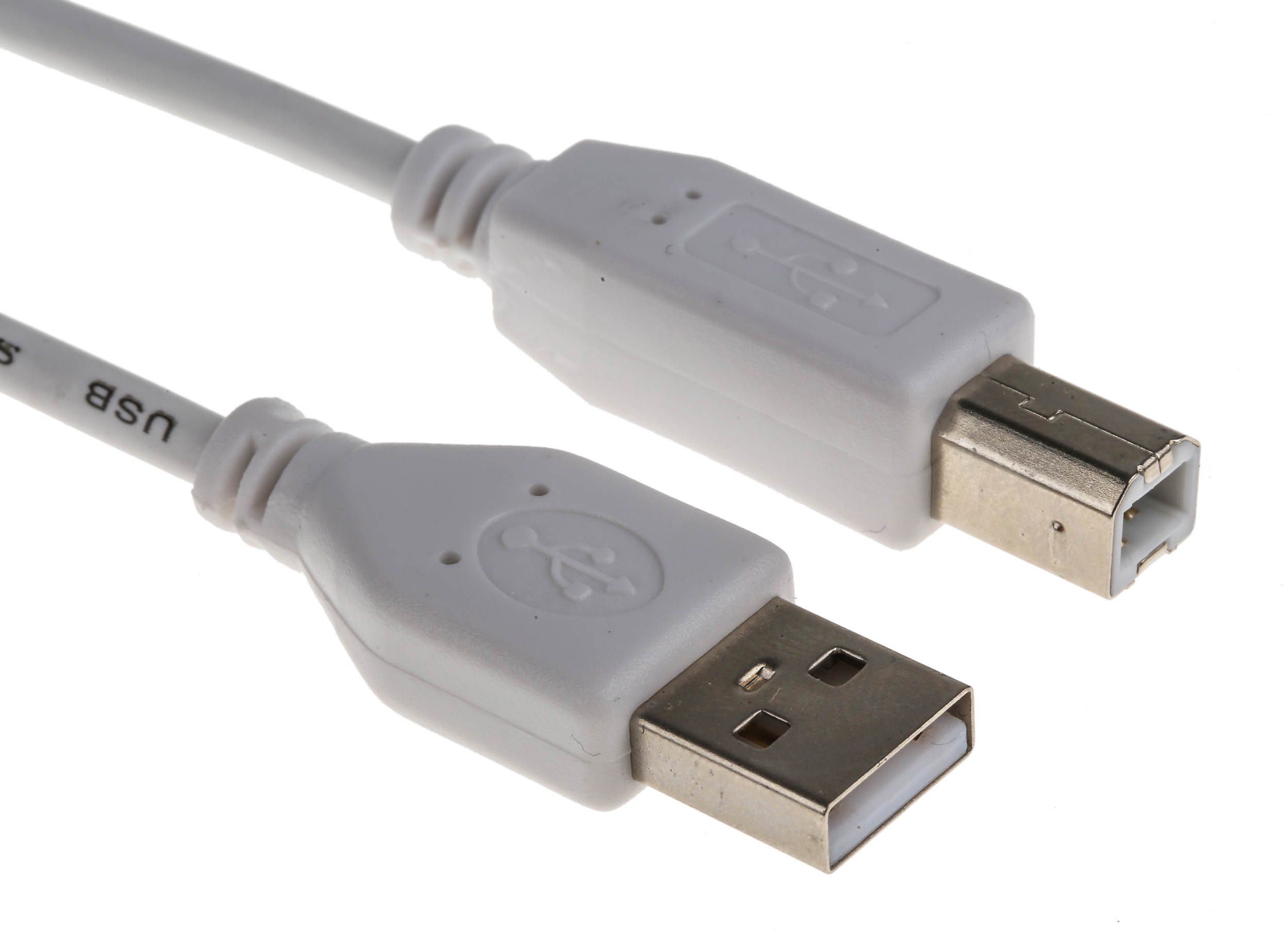 182-8866 RS PRO IC Socket USB Cable, Male USB Type A to Male, USB 2.0 USB B, White, 2 m