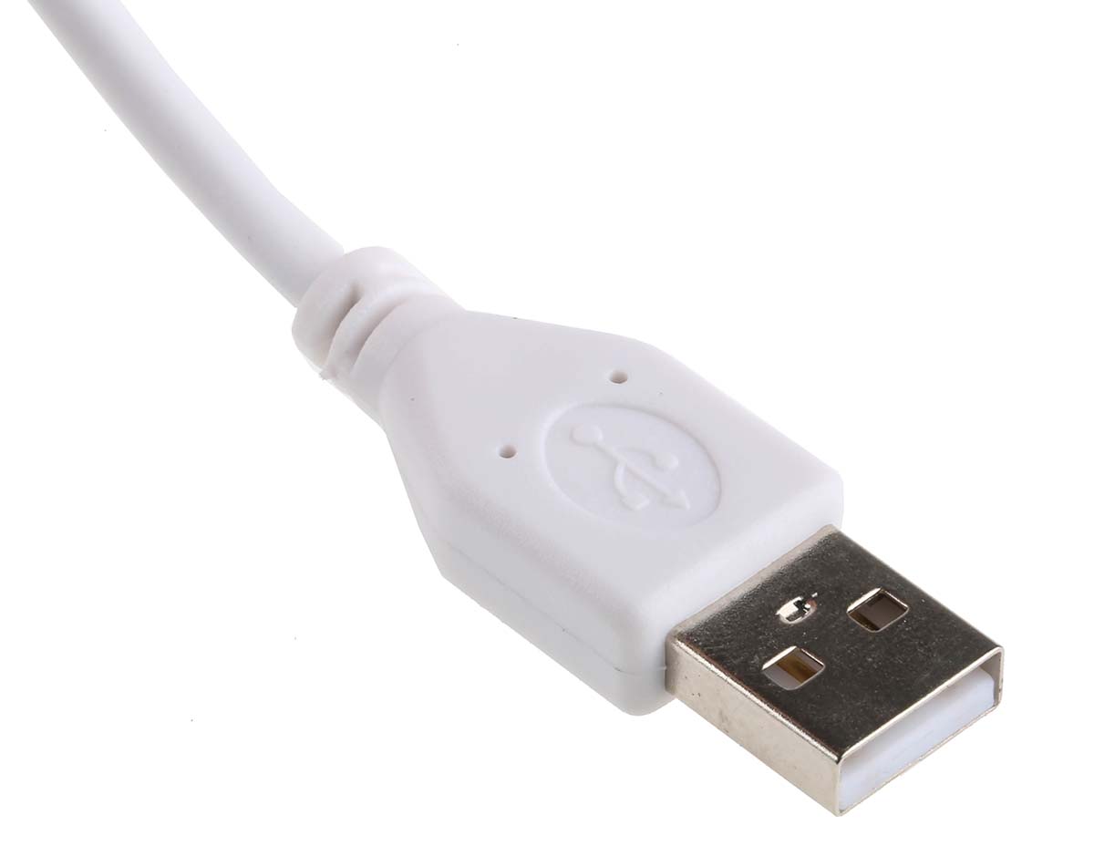 182-8867 RS PRO IC Socket USB Cable, Male USB Type A to Male, USB 2.0 USB B, White, 3 m