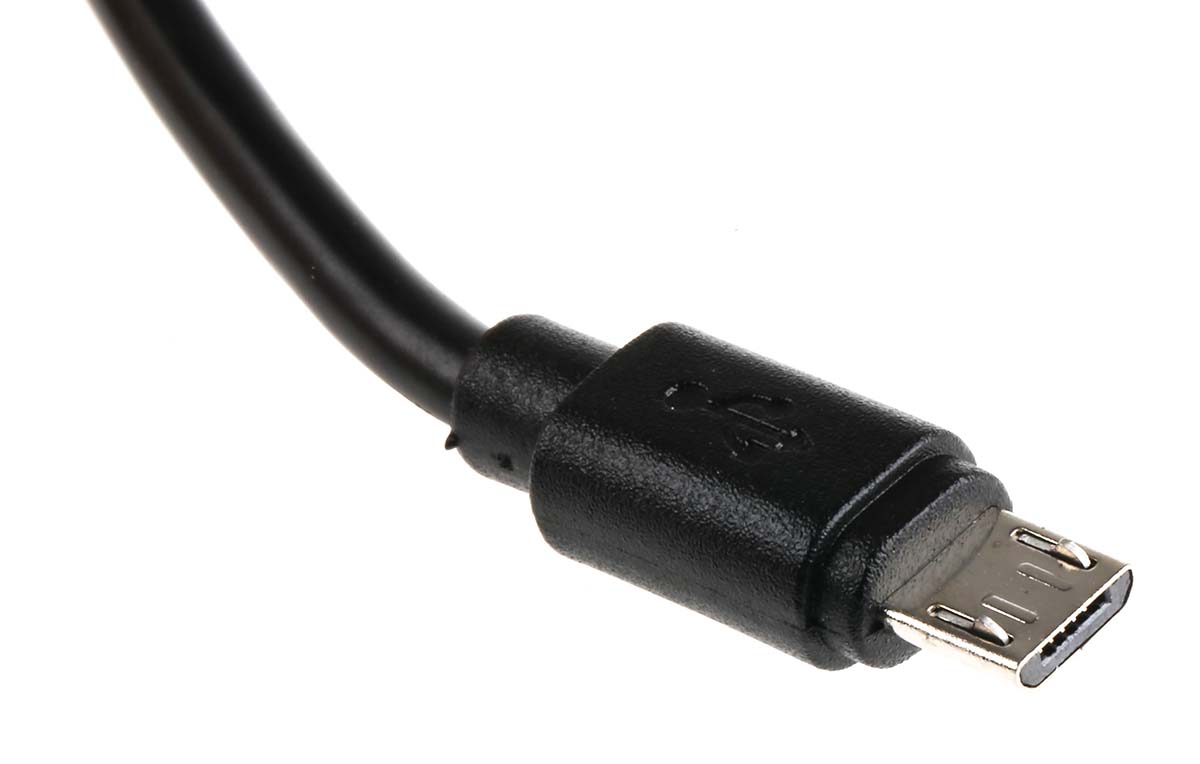 182-8869 RS PRO IC Socket USB Cable, Male USB Type A to Male, USB 2.0 Micro USB Type B, Black, 150 mm