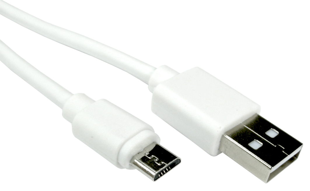 RS PRO IC Socket USB Cable, Male USB Type A to Male, USB 2.0 Micro USB Type B, White, 3 m