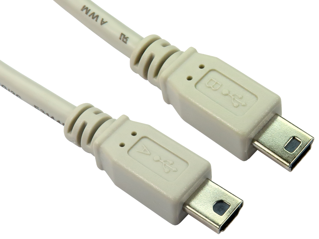 RS PRO USB Cable, Male Mini USB Type A to Male, USB 2.0 Mini USB Type B, Grey, 1 m