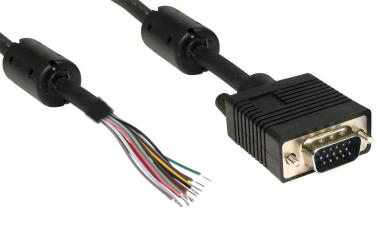 RS PRO Male Unterminated to Free End Cable, 2 m Black