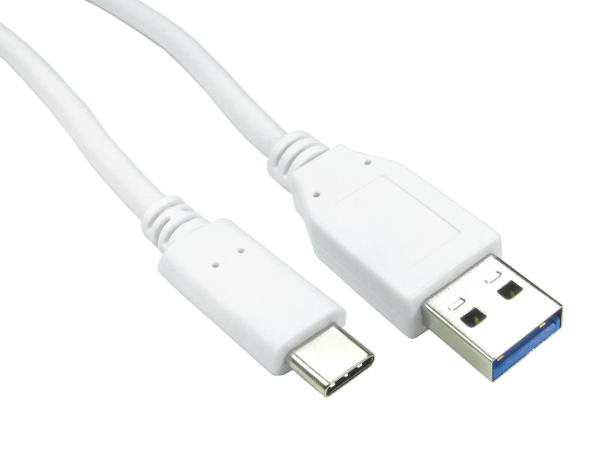 RS PRO IC Socket USB Cable, Male USB Type A to Male, USB 3.1 USB Type C, White, 500 mm