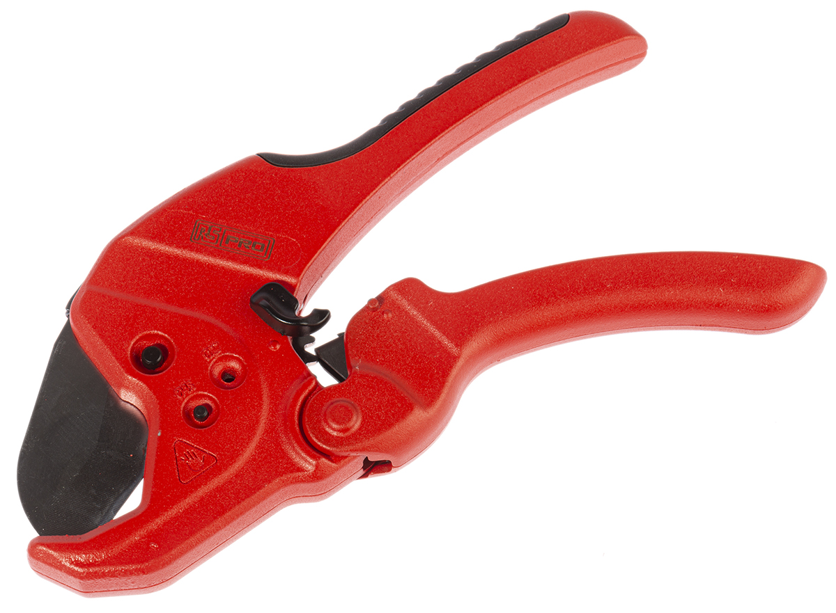 182-9983 RS PRO Pipe Cutter 42 mm Cuts Polyvinyl Fluoride, Polyvinyl Chloride, Polyethylene, Polypropylene, Phosphor Bronze,