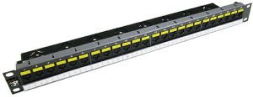 Molex Premise Networks PowerCat 5E Patch Panel Series Cat5e 24 Port RJ45 RJ Patch Panel UTP 1 U Black, Grey