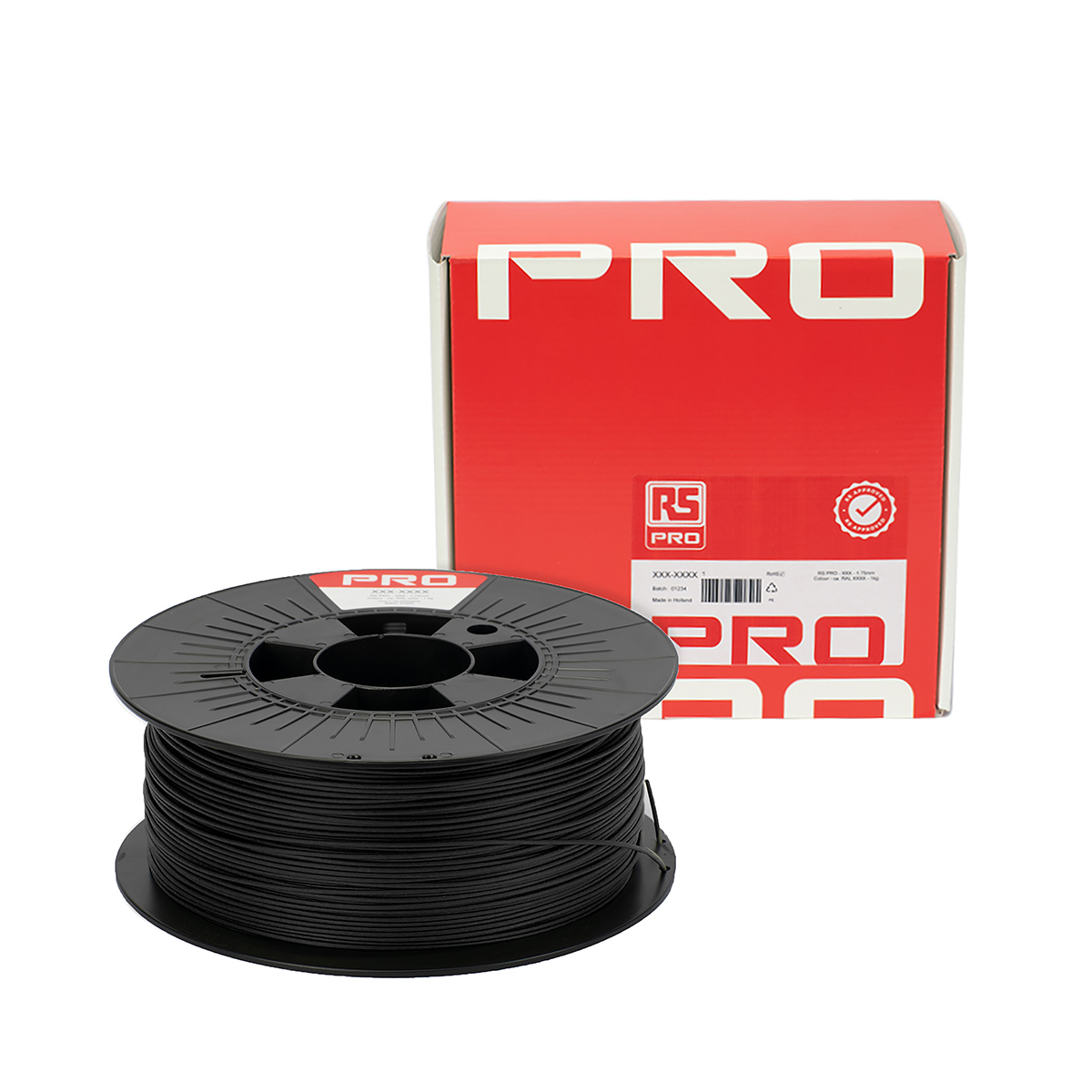183-0251 RS PRO 1.75 mm Matte Black PLA Matt 3D Printer Filament, 1 kg