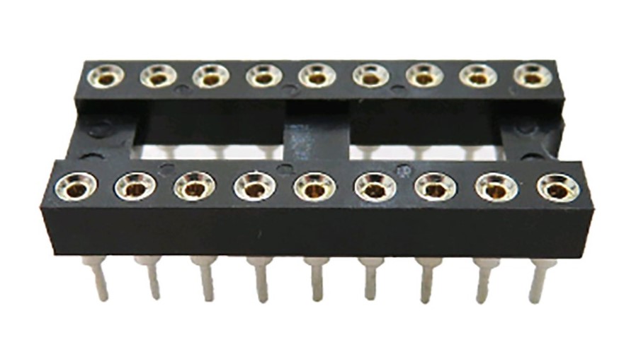 RS PRO 2.54 mm Pitch Vertical 18 Way, Through Hole Turned Pin Closed Frame DIL Socket, 3A