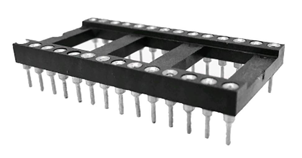 RS PRO 2.54 mm Pitch Vertical 28 Way, Through Hole Turned Pin Closed Frame DIL Socket, 3A