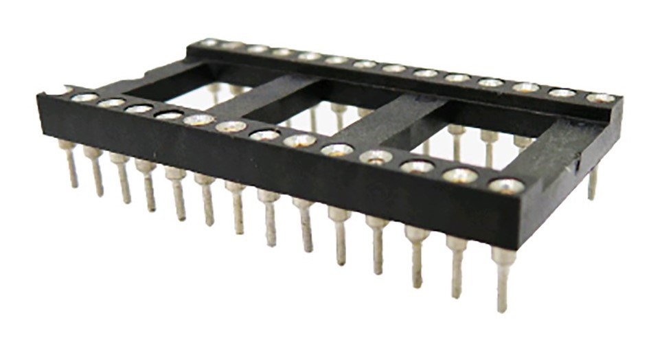 RS PRO 2.54 mm Pitch Vertical 28 Way, Through Hole Turned Pin Closed Frame DIL Socket, 3A