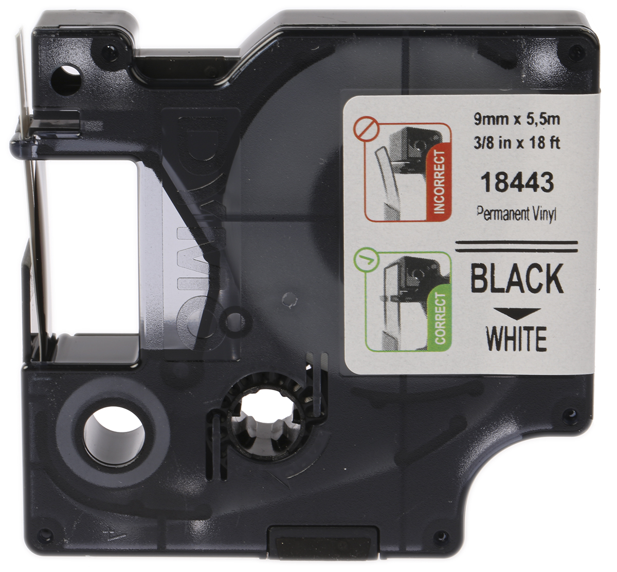 Dymo Black on White Label Printer Tape, 5.5 m Length, 9 mm Width