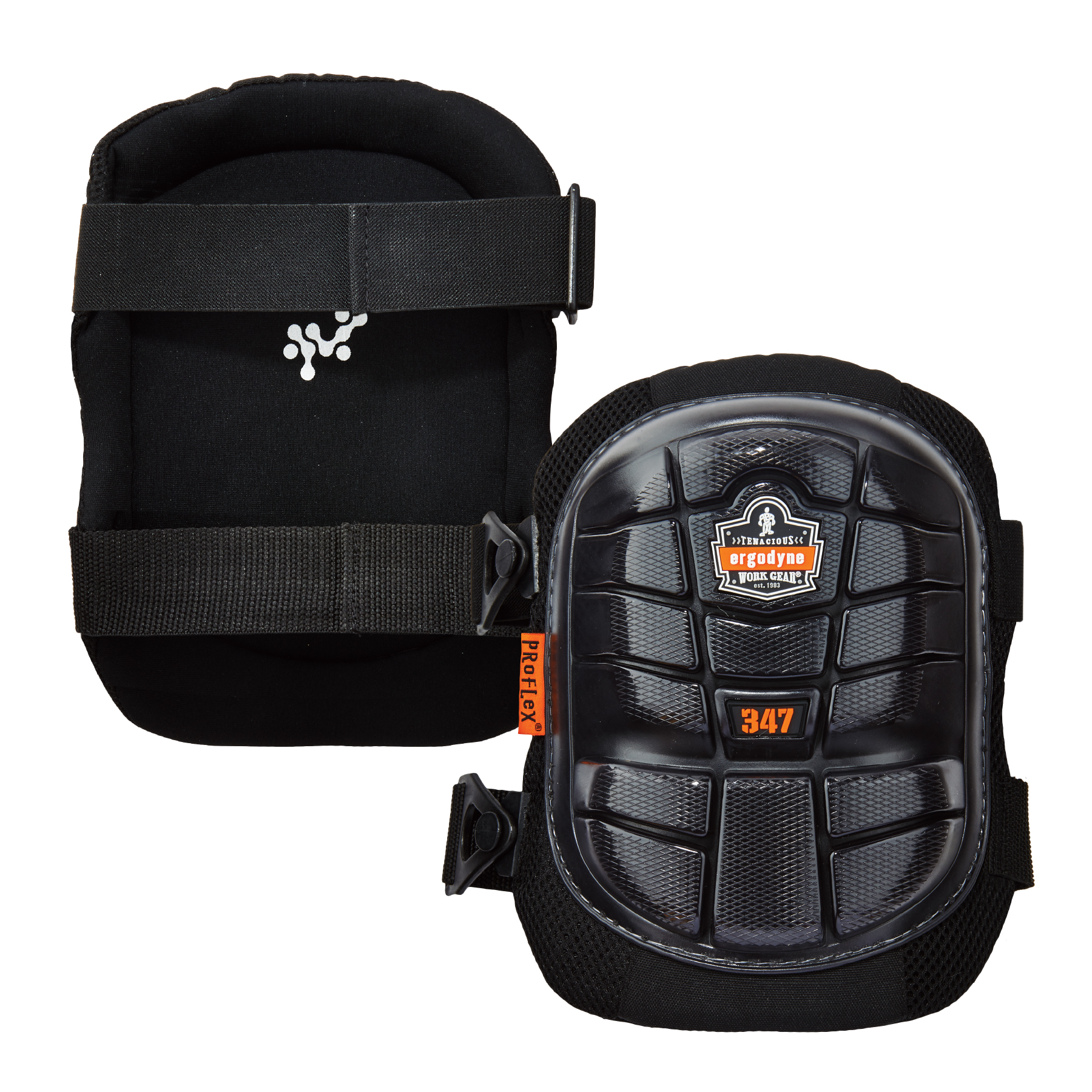 Ergodyne Black Knee Pad, Buckle Resistant to Slip Resistant