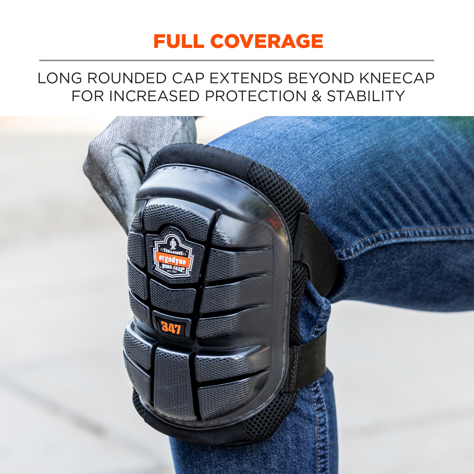 18447 Ergodyne Black Knee Pad, Buckle Resistant to Slip Resistant