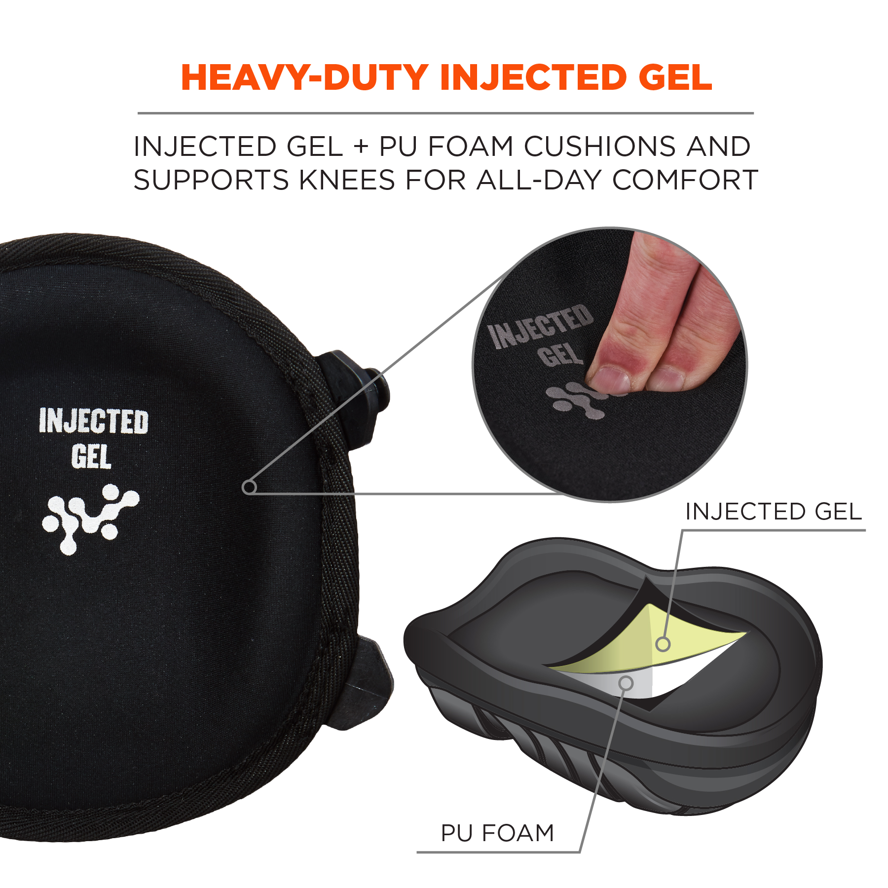 18455 Ergodyne Black Gel Knee Pad