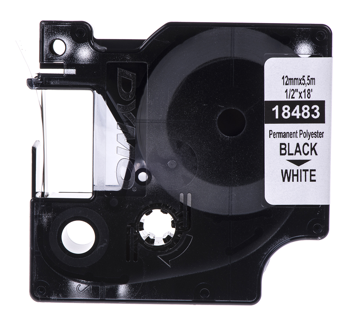 18483 Dymo Black on White Label Printer Tape, 5.5 m Length, 12 mm Width