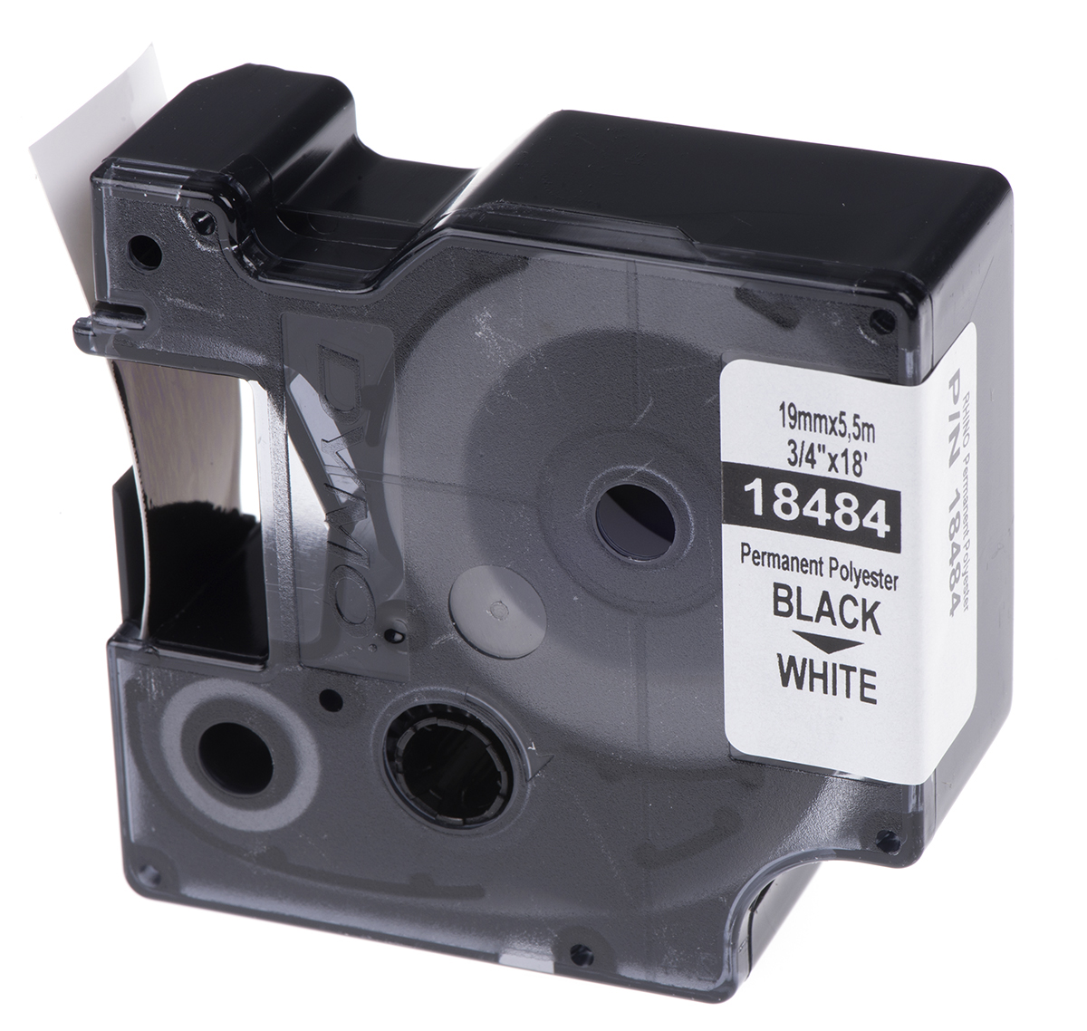 Dymo Black on White Label Printer Tape, 5.5 m Length, 19 mm Width, 19 mm Label Width