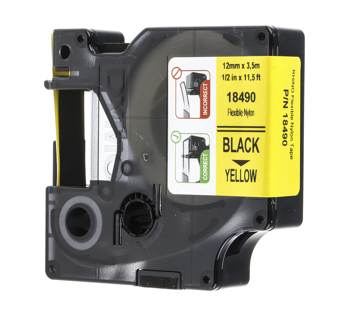 Dymo Black on Yellow Label Printer Tape, 3.5 m Length, 12 mm Width