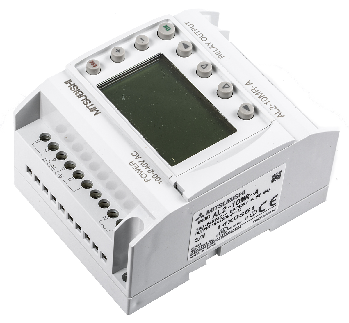 al2-10mr-a Mitsubishi Electric Alpha 2 Series Logic Module, 100 → 240 V ac Supply, Relay Output, 6-Input, Digital Input
